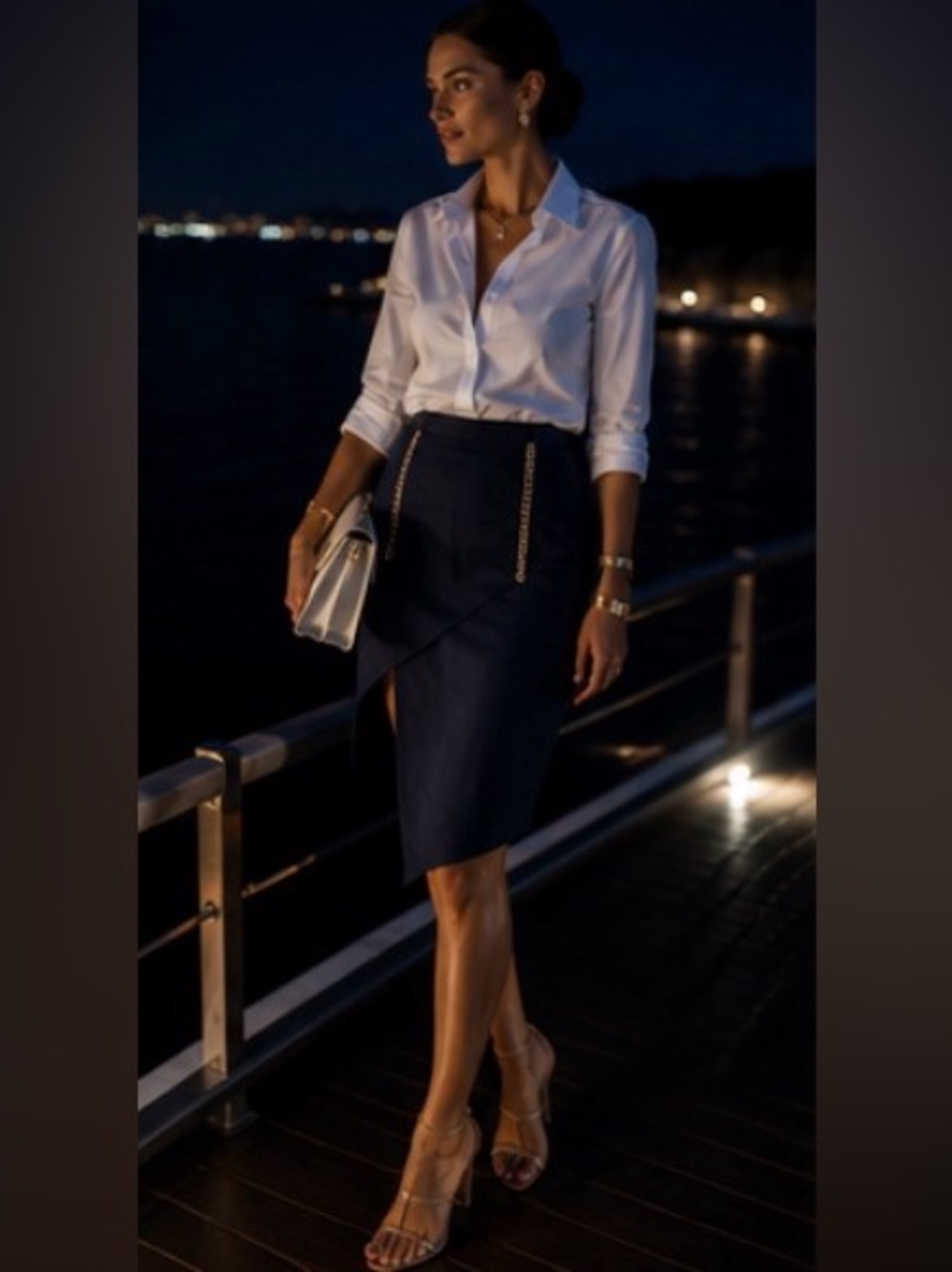 Thomas Wylde Asymmetrical Chain Skirt | Luxe Edge Pencil | Designer Statement - Picture 5 of 8